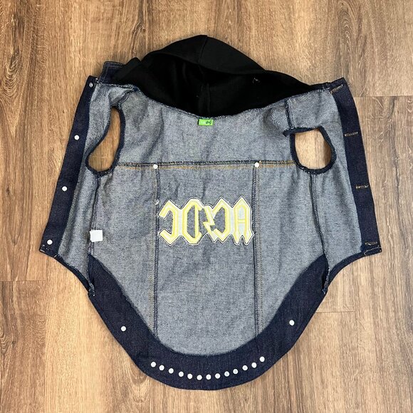 Fab Dog Medium Dog Hoodie Jacket AC/DC Embroidered Denim Vest - Picture 3 of 9
